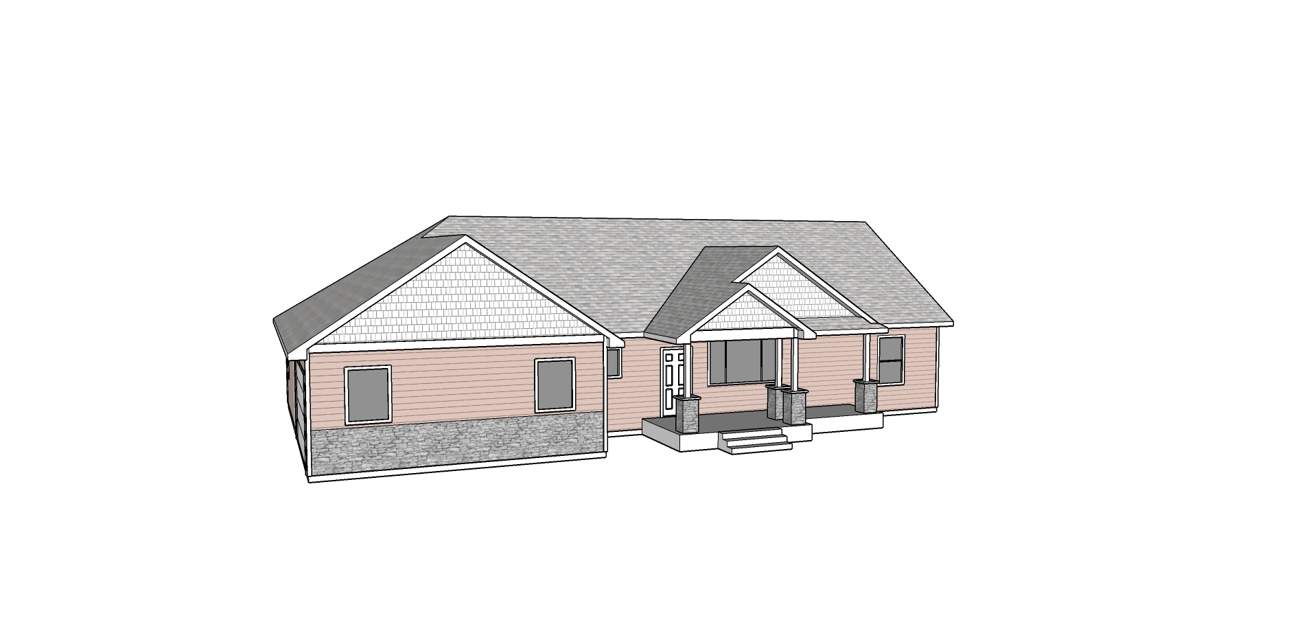 Front view of a one level Spokane House Plan by Spokane Home Design.