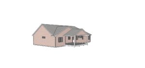 Rear view of a one level Spokane House Plan by Spokane Home Design.